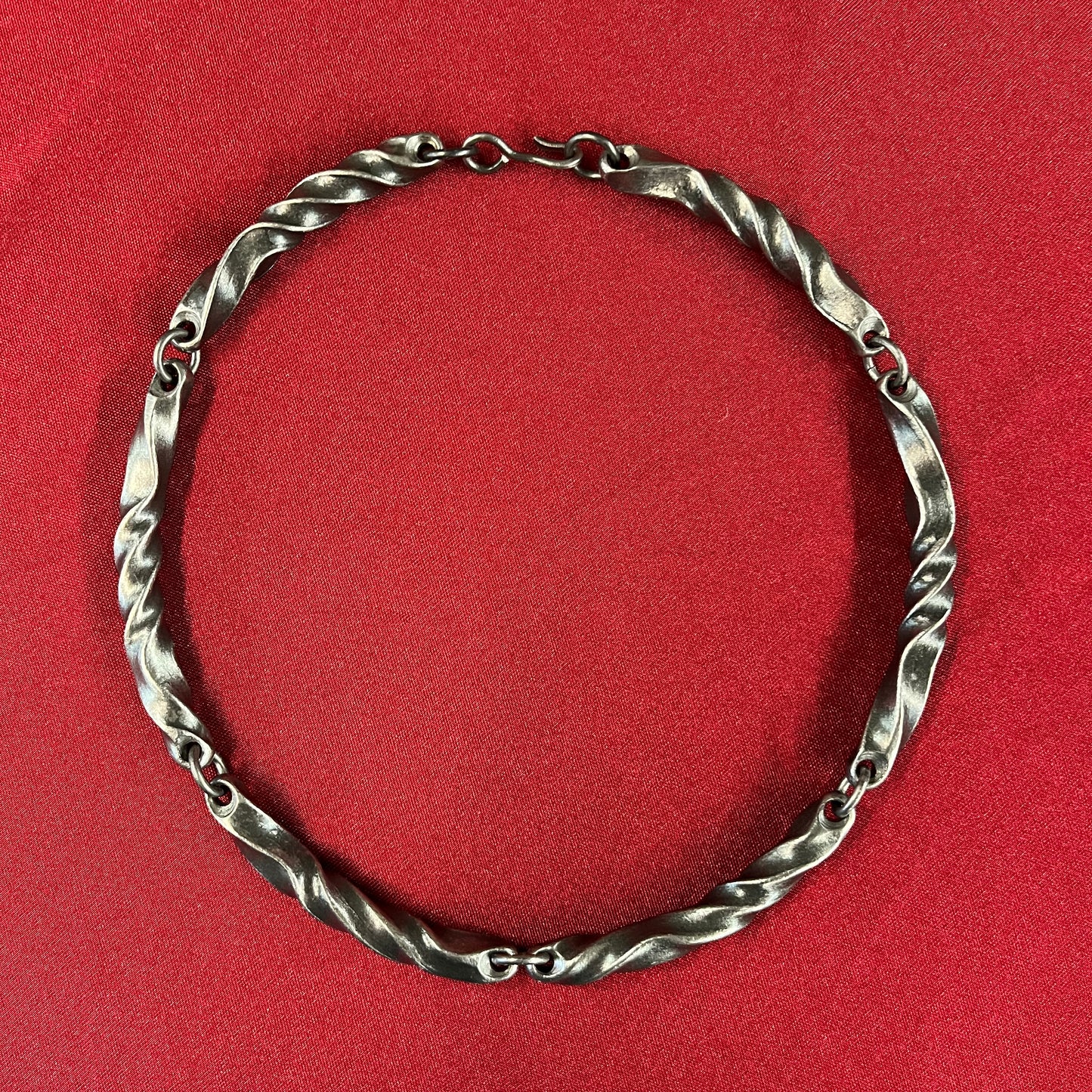 Twisted steel choker necklace