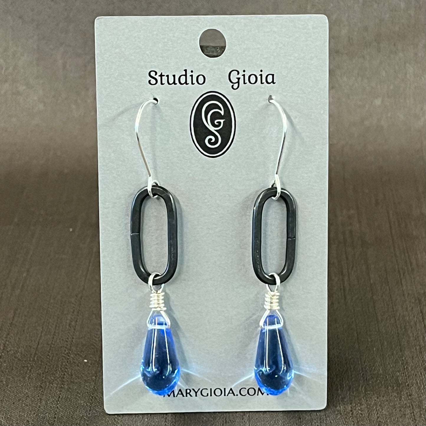 Virgin Blue Czech glass drop earrings