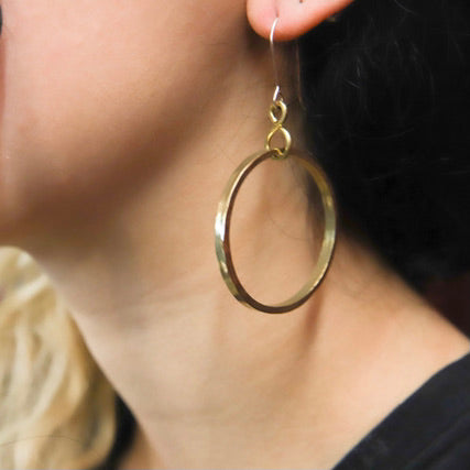 Hammered brass hoop earrings