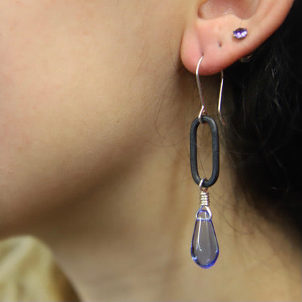 Twilight Blue Czech glass drop earrings