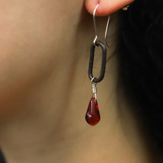 Ruby Red Czech glass drop earrings