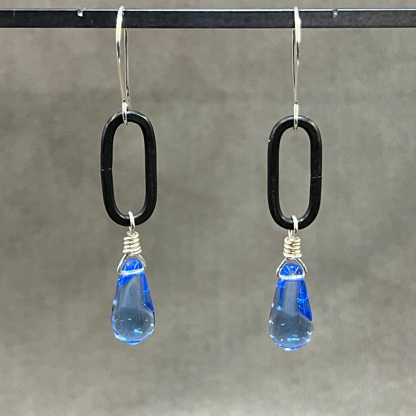 Twilight Blue Czech glass drop earrings