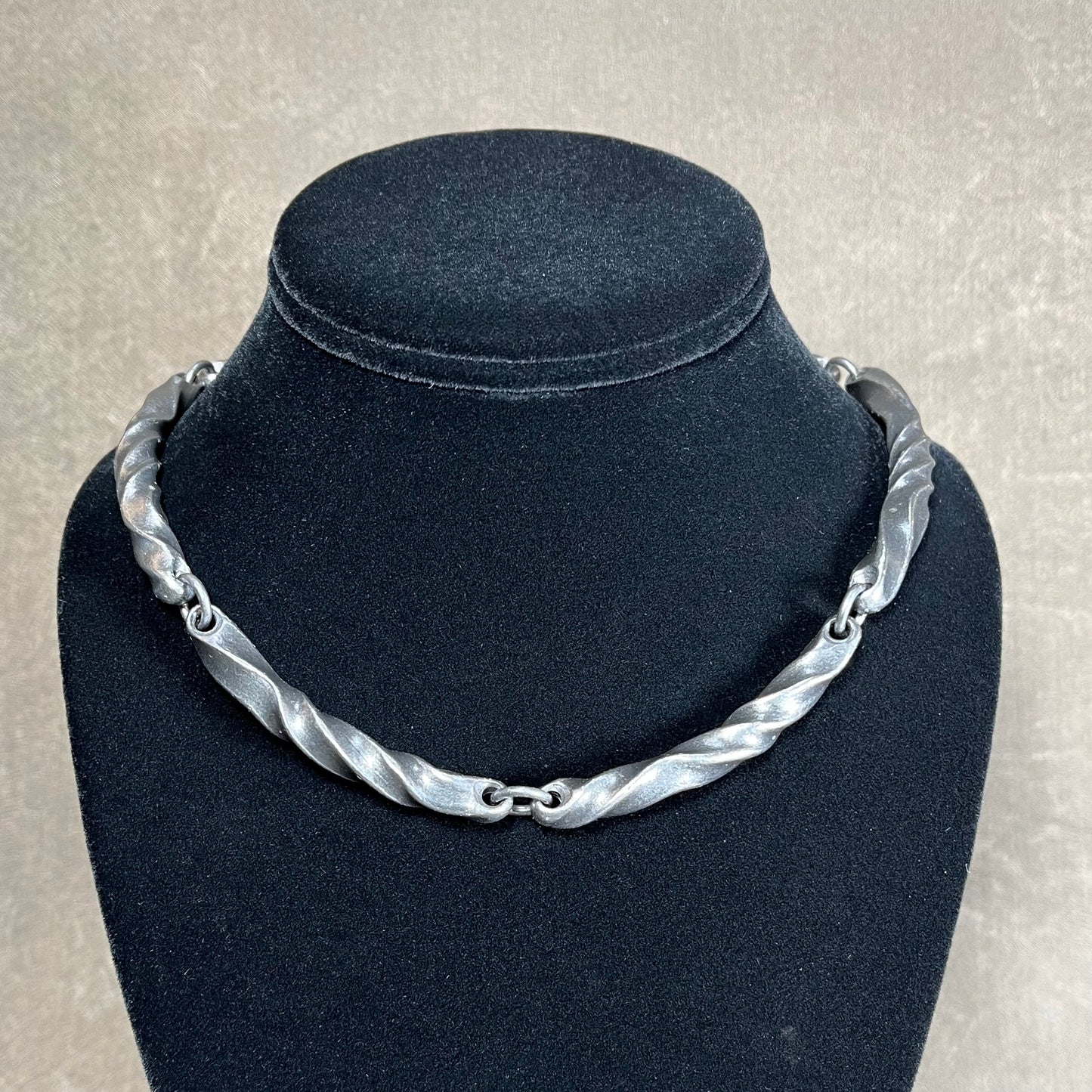 Twisted steel choker necklace