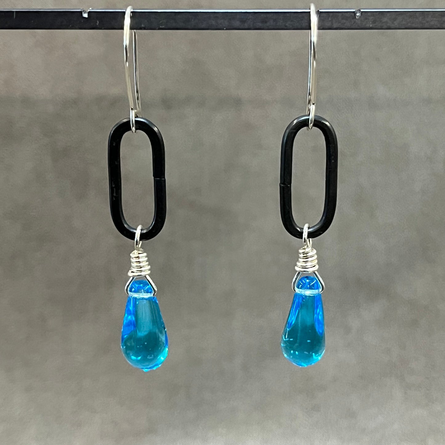 Virgin Blue Czech glass drop earrings