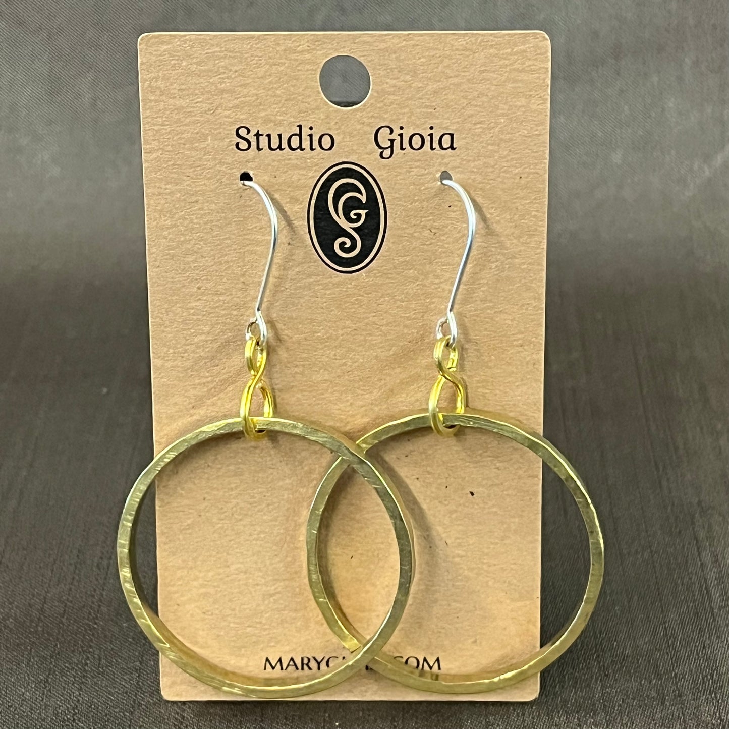 Hammered brass hoop earrings