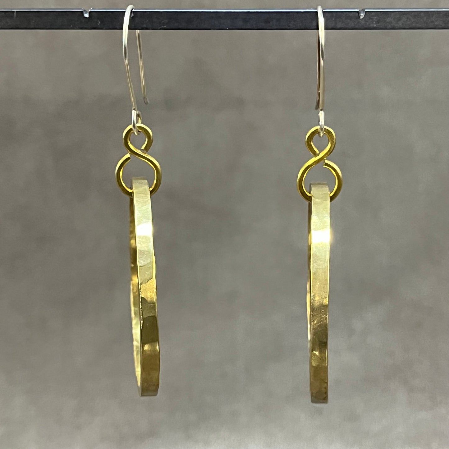 Hammered brass hoop earrings