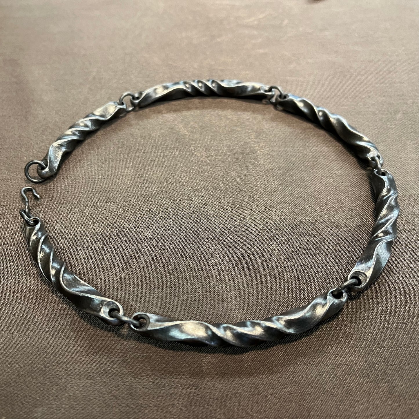 Twisted steel choker necklace