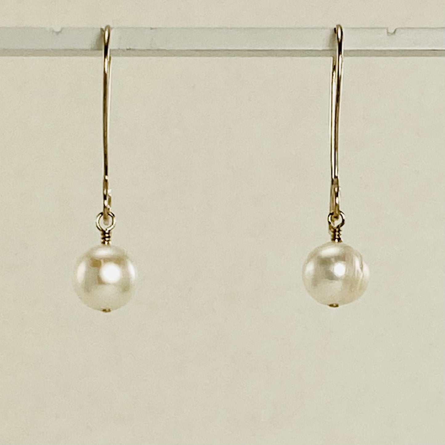 White pearl and sterling silver drop earrings