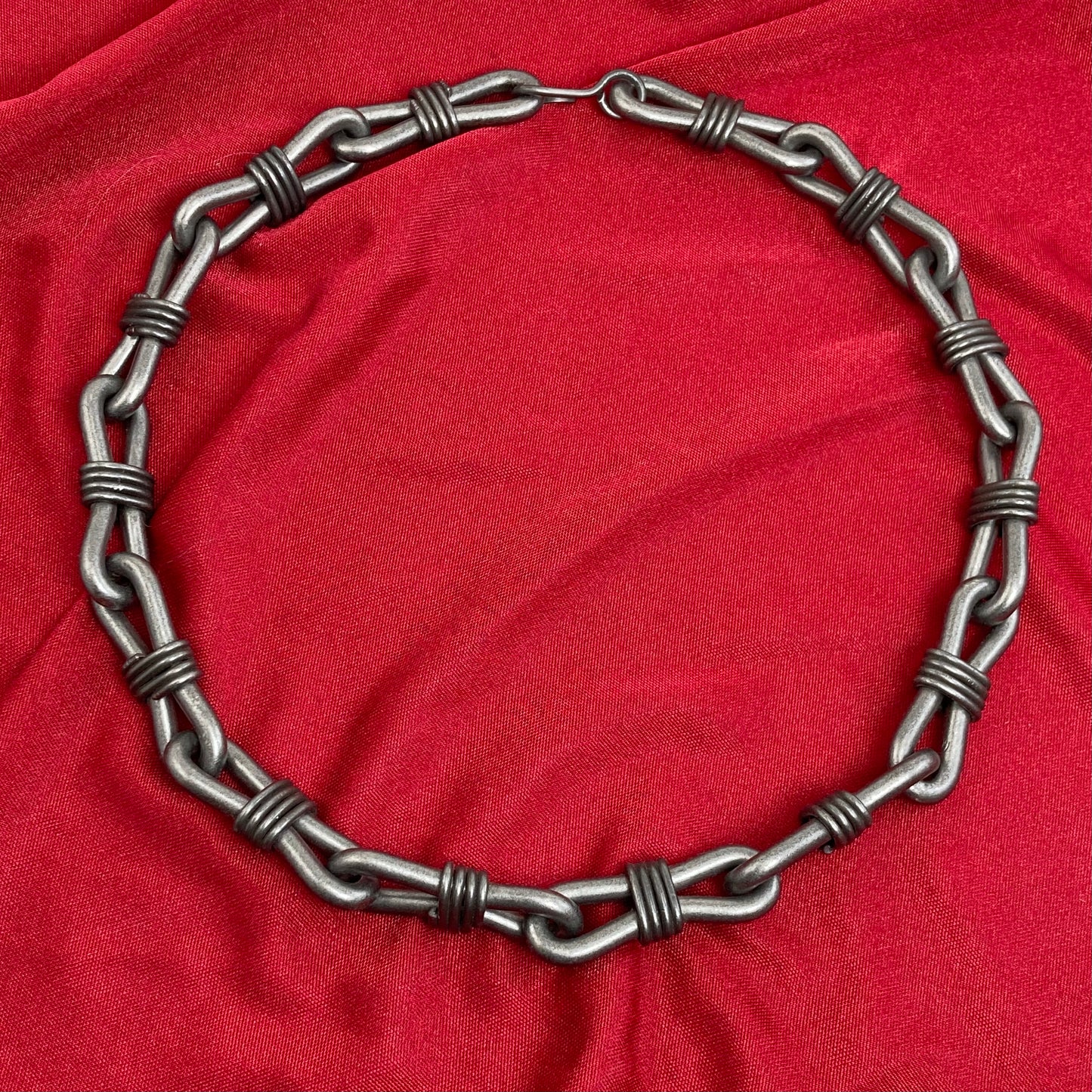 Hand wrapped iron chain necklace